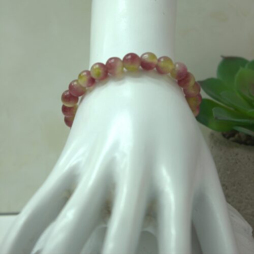 Premium Watermelon Tourmaline Round Beads Bracelet