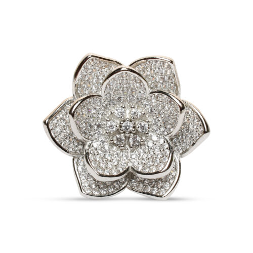 Luxury CZ Flower Ring Silver 92.5 – Sterling...