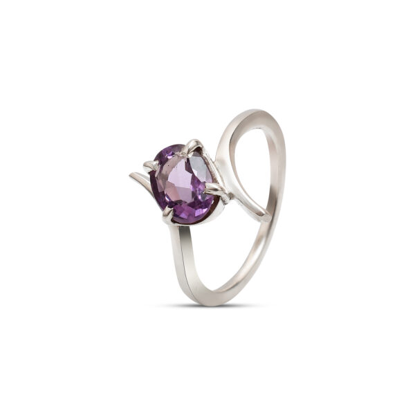 Natural Amethyst Stone Ring Silver 92.5 - Genuine Purple Amethyst Gemstone Ring - Image 2