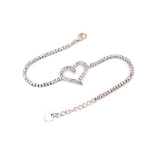 Heart-Shaped Tennis Bracelet – Sterling Silver Tennis Bracelet