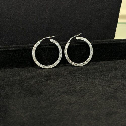 Greek Hoop Earrings Stylish Silver-Tone  – Timel...